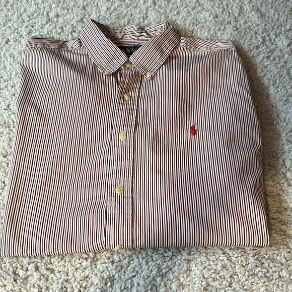 Ralph Lauren Men’s Red Blue Striped Button Down Shirt Size XL - Picture 3 of 6